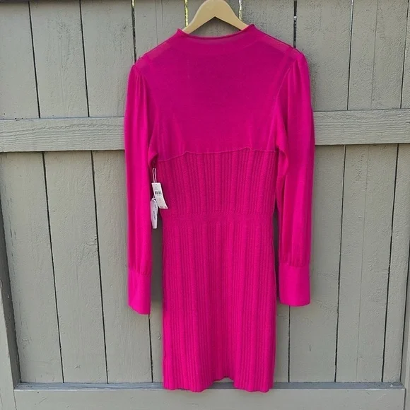 NWT Anthropologie Knit Sweater Dress Hot Pink Spring Wedding Guest Plus Size 1X - Picture 12 of 13